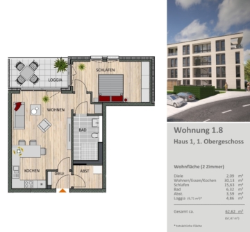 Zentral und komfortabel am ISOTEC-Campus: 2-Zimmer-Wohnung mit Loggia, 51465 Bergisch Gladbach, Etagenwohnung