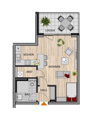 Kapitalanlage mit Perspektive oder Eigenheim mit Komfort  46 m²-Wohnung nahe dem ISOTEC-Campus, 51465 Bergisch Gladbach, Etagenwohnung