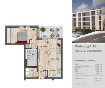 Kapitalanlage mit Perspektive oder Eigenheim mit Komfort  62 m²-Wohnung nahe dem ISOTEC-Campus, 51465 Bergisch Gladbach, Etagenwohnung