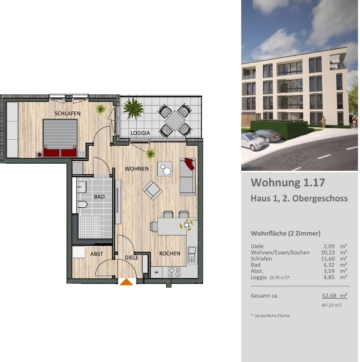2-Zimmer Wohnung mit modernem Grundriss – Zentral gelegen am ISOTEC-Campus in Bergisch Gladbach, 51465 Bergisch Gladbach, Etagenwohnung