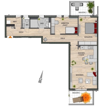 Barrierefreie 3-Zimmer Eigentumswohnung mit 2 Balkonen im Zentrum von Leverkusen Schlebusch!, 51375 Leverkusen, Etagenwohnung