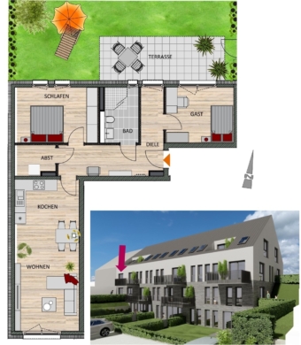 Großzügige Eckwohnung mit Gartenanteil in der TREPTOWER STRAßE, 51375 Leverkusen, Etagenwohnung