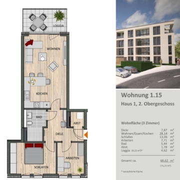 Modern wohnen am ISOTEC-Campus – 3-Zimmer Wohnung im 2.Obergeschoss mit Loggia, 51465 Bergisch Gladbach, Etagenwohnung