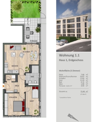 3-Zimmer Erdgeschosswohnung mit Garten- Ihre Eigentumswohnung am Isotec Campus in Bergisch Gladbach, 51465 Bergisch Gladbach (Häuser-Dombach), Erdgeschosswohnung