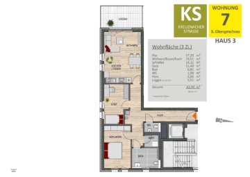 Leben und Wohnen im Neubau: moderne Ausstattung und durchdachte Grundrisse im beliebten Kölner Süden, 50968 Köln, Etagenwohnung